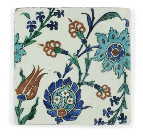 AN IZNIK TILE OTTOMAN TURKEY EARLY 17TH CENTURY Of Square Form The