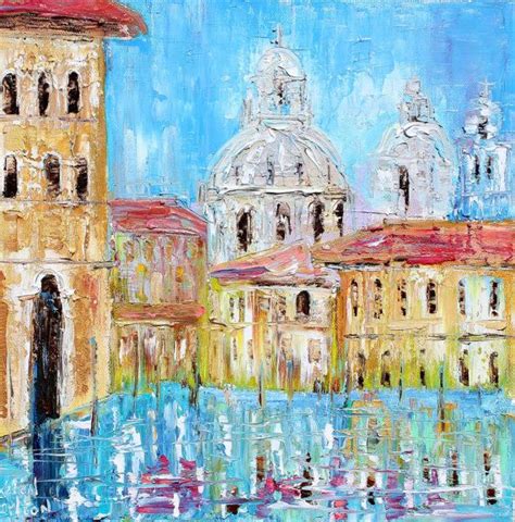 Venice Italy Sunrise Original Oil Painting Abstract Palette Knife