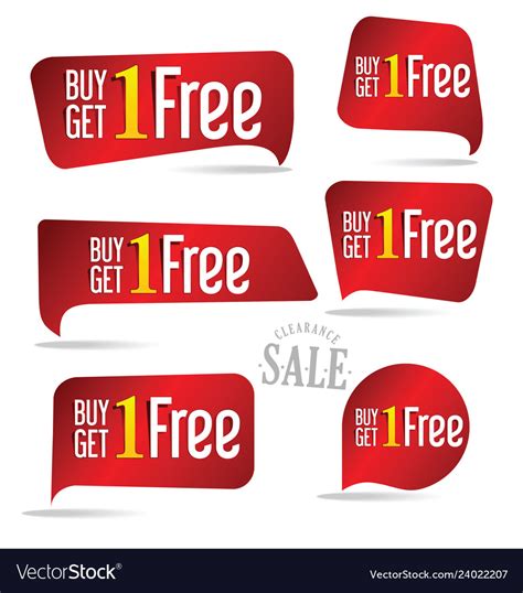 Buy 1 Get 1 Free Sticker Red Collection Royalty Free Vector