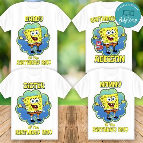 I use high quality shirts from arb. Spongebob Family Matching Birthday Shirt PNG File DIY ...
