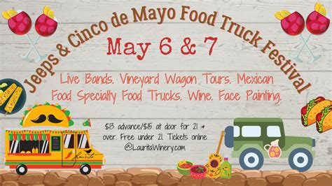 cinco de mayo food truck festival and jeep show saturday laurita winery
