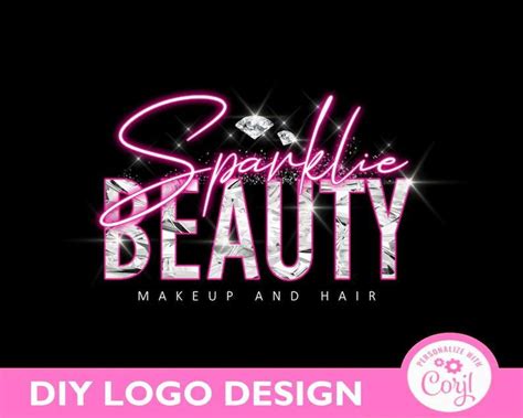 Feminine Boutique Logo Editable Beauty Logo Template Premade Sparkle