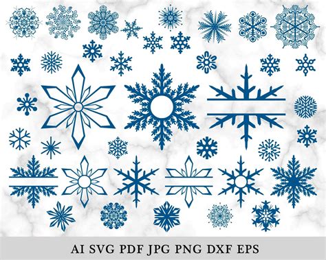 Snowflakes Svg Bundle Snow Svg Christmas Svg File For Cricut Etsy