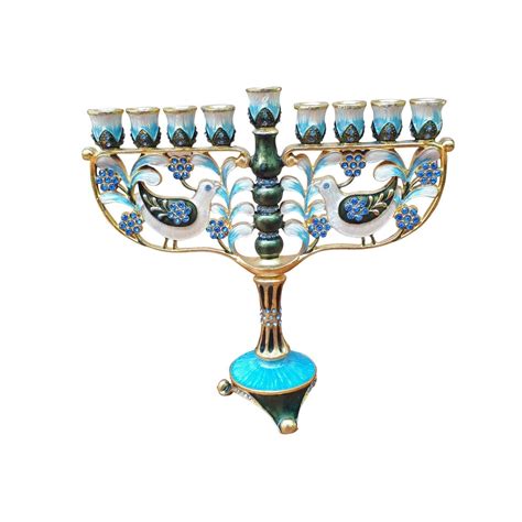 Hanukkah Menorah Decorated With Enamel And Stones Menorahs