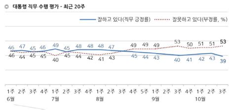 文 지지율 ‘국정운영 마지노선 40선 붕괴 서울경제