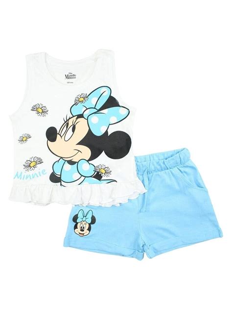 Disney Ensemble T Shirt Short Fille Imprim Minnie Bleu Kiabi