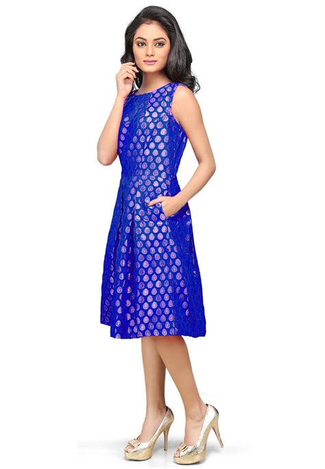 brocade short dress in royal blue tjw1913