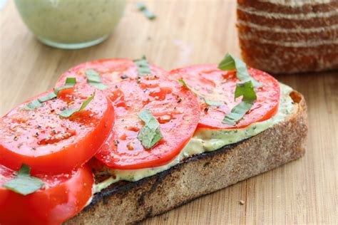 Open Faced Tomato Sandwiches With Basil Mayo A Summer Must Jo Eats