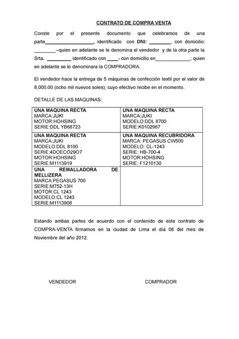 Contrato DE Compra Venta CONTRATO DE COMPRA VENTA Conste Por El Presente Documento Que