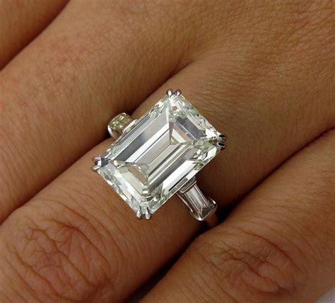 687 Carat Vintage Emerald Cut Diamond Wedding Platinum Ring Egl Usa
