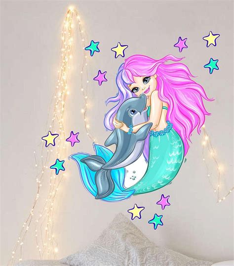Mermaid Wall Decal Stickers Decor Mermaid Stickers Tail Wall Etsy