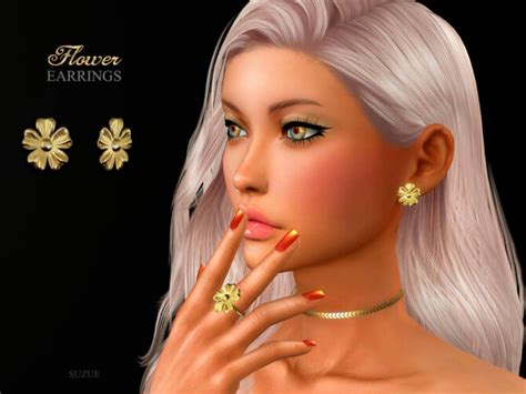 Flower Earrings By Suzue At Tsr Sims 4 Updates