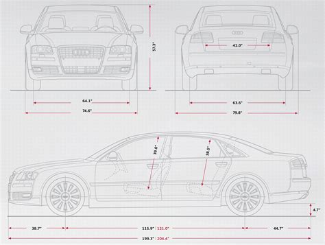 2009 Audi A8 D3 Typ 4e Sedan Blueprints Free Outlines