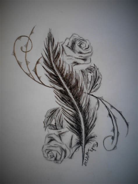 Https://tommynaija.com/tattoo/feather And Rose Tattoo Designs