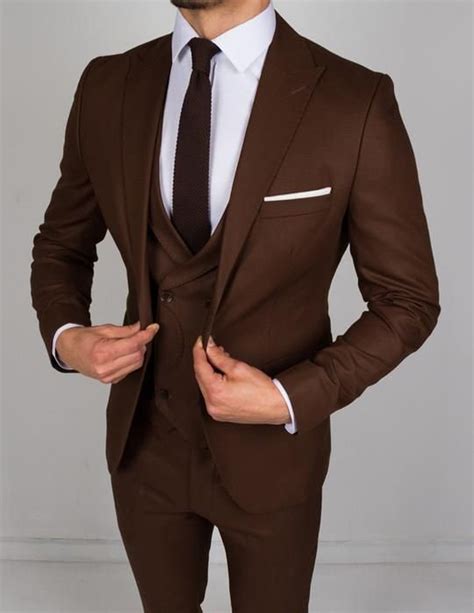 Men Suits 3 Piece Suit Dark Brown Suits For Men Slim Fit Etsy Australia