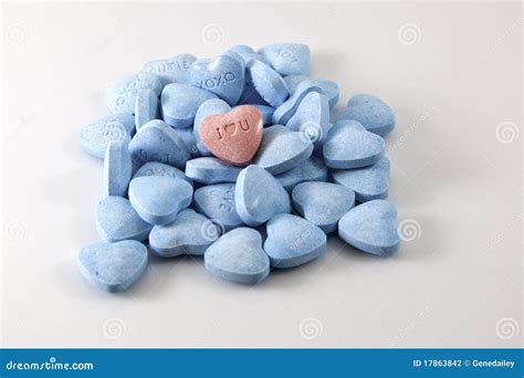 Valentine S Day Candy Hearts Blue And Pink Stock Photo Image Of
