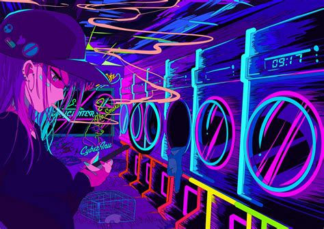 Neon Effect Girl Anime Wallpapers Wallpaper Cave