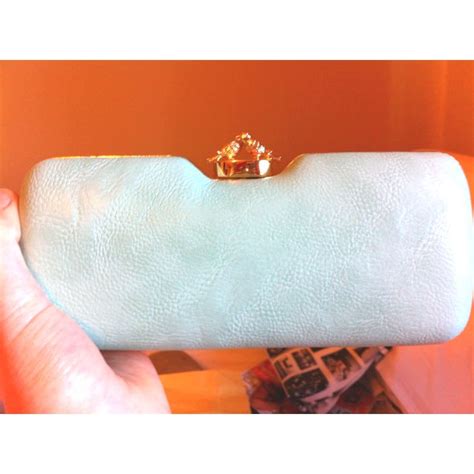 Mint Green Accessorize Clutch Bag With Gold Lovebirds As Clasp Clutch