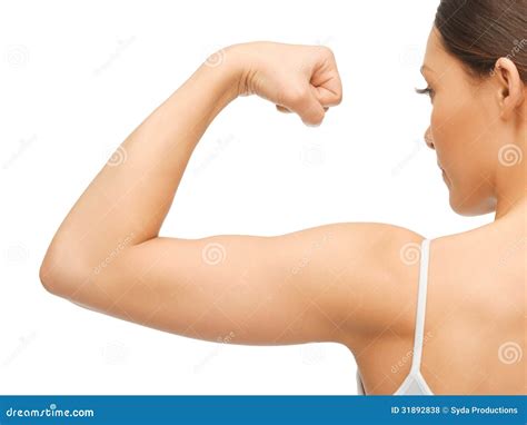 Sporty Woman Flexing Her Biceps Stock Photo Image Of Balance Active