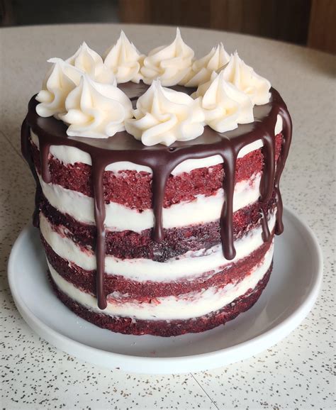 Naked Red Velvet Cake With Whipped Ganache Filling And Drips And Cream Cheese Icing R