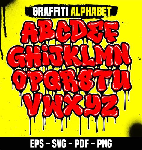 Graffiti Alphabet Dripping Font Red Alphabet Color Dripping Font