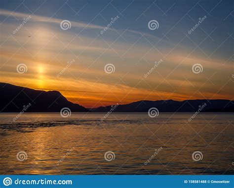 Norway Sunset Over The Fjords Stock Photo Image Of Travel Freedom