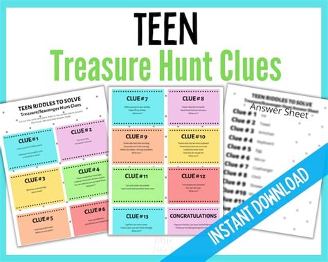 Teen Scavenger Hunt Treasure Hunt Teen Clues Birthday Etsy New Zealand