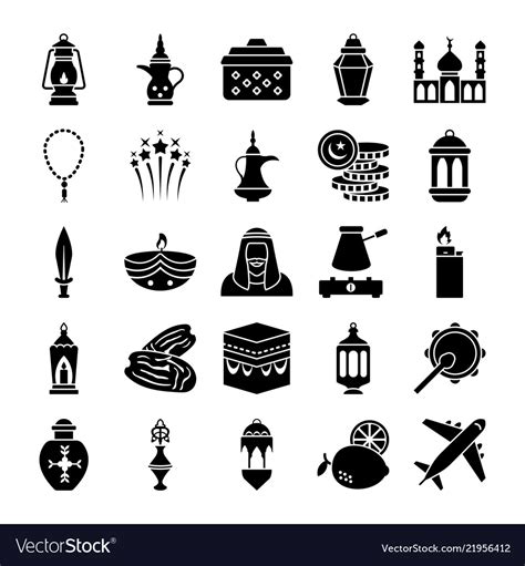 Old Traditional Heritage Glyph Icons Royalty Free Vector