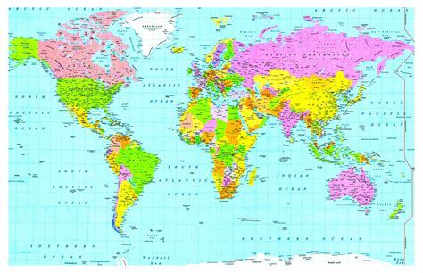 Mapa Político Del Mapa Mundial Laminado Aprendiendo Niños Etsy España