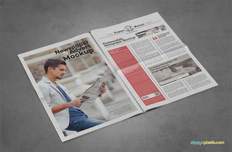The tabloid size newspaper mockups is all about the tabloid size of the advertisement on the newspaper presentation mockup. 9 Newspaper PSD Advertisement Mockups | ZippyPixels ...