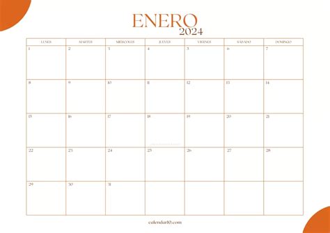Calendarios Enero 2024 ️ Para Imprimir Pdf