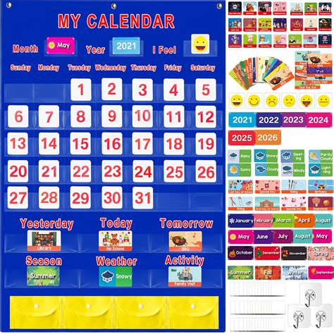 Buy Calendar And Weather Pocket Chart Set Of 158 Large 35” X 275