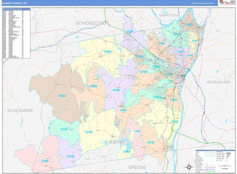 Albany County Ny Wall Map Color Cast Style By Marketmaps Mapsales