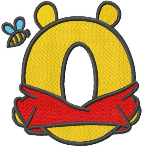 Pooh One Letter Embroidery Design Cartoon Embroidery Piglet Emilio