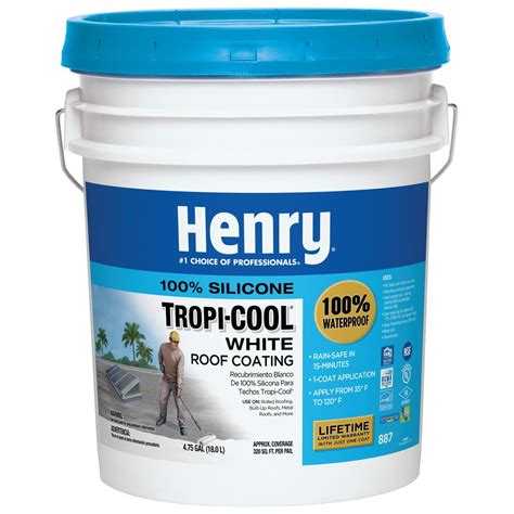 Henry 475 Gal 887 Tropi Cool 100 Silicone White Roof Coating