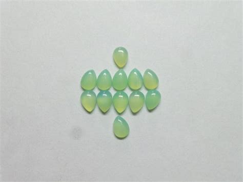 Charming Full Chrysoprase Chalcedony Smooth Pear Shape Cabochons 7x5