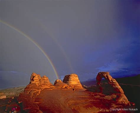 Delicate Arch With Rainbow Arches National Park Utah
