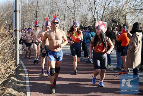 Annual Km Naked Pig Run Held At Olympic Forest Park In Beijing