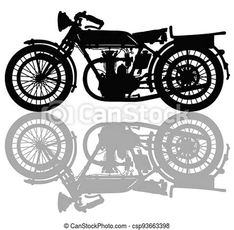 The Black Silhouette Of A Vintage Motorcycle With A Shadow Canstock