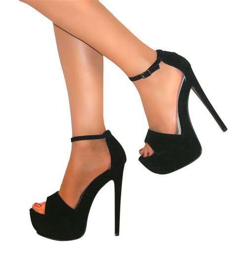 Womens Ladies Peep Toe Ankle Strap Platform Stiletto High Heel Sandal