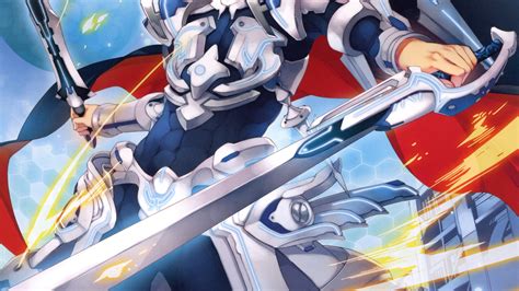 Download 2560x1440 Anime Boy Armor Swords Redhead Flame Wallpapers