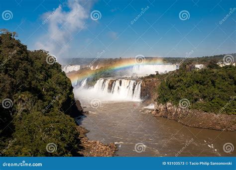 Rainbow In Iguazu Falls Stock Image Image Of Tourist 93103573
