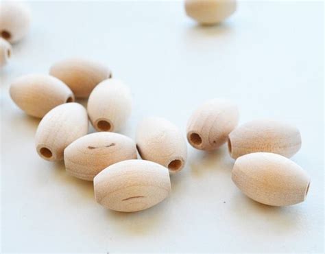 50 Unfinished Wooden Oval Beads 12 X34 X