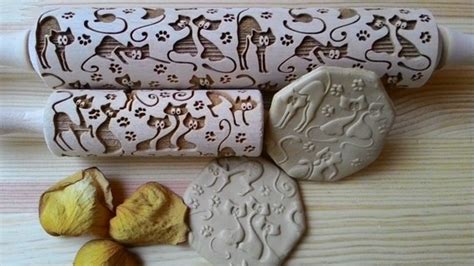 Rolling Pin Glamorous Cats Pattern Embossing Laser By Sugaryhome