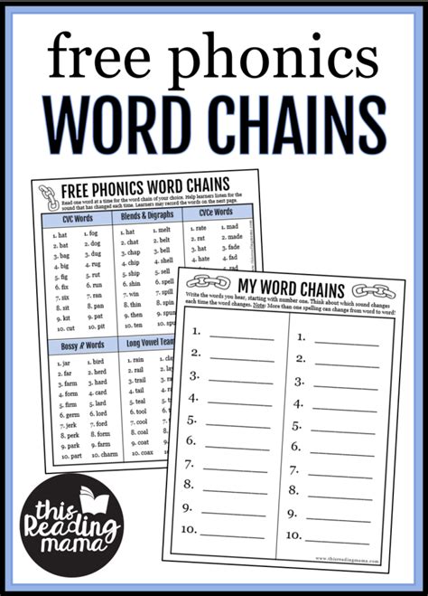 Free Phonics Word Chains This Reading Mama