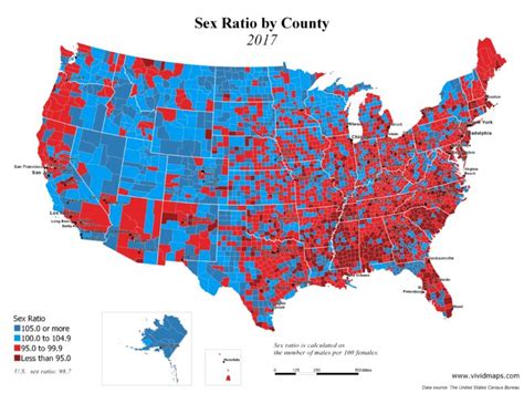 Map US Sex Ratio By County 2017 Infographic Tv Number One