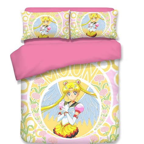 Japanese Anime Sailor Moon Bedding Sets Pink Yellow Duvet Cover Quilt Cover Pillowcase Princess