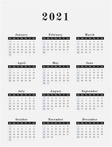 Free 12 Month Word Calendar Template 2021 Free Printable Yearly 2021