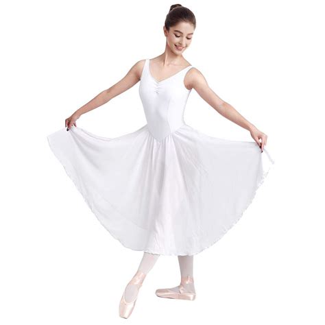 Buy Lyrical Dance Dress For Women Adult Long V Neck Spaghetti Strap Camisole Ballet Leotard
