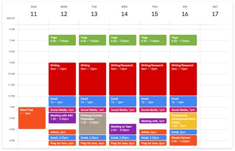 Excel Time Blocking Template Kayra Excel